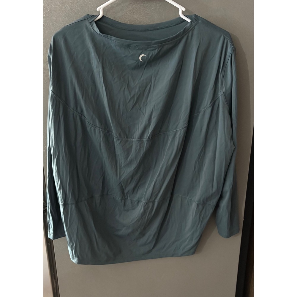 Zyia Active Womens Long Sleeve Performance Top Teal Blue Crew Neck Medium
